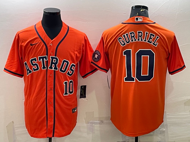 Men's Houston Astros #10 Yuli Gurriel Orange With Patch Cool Base Stitched Jersey Men's Houston Astros #10 Yuli Gurriel Orange With Patch Cool Base Stitched Jersey